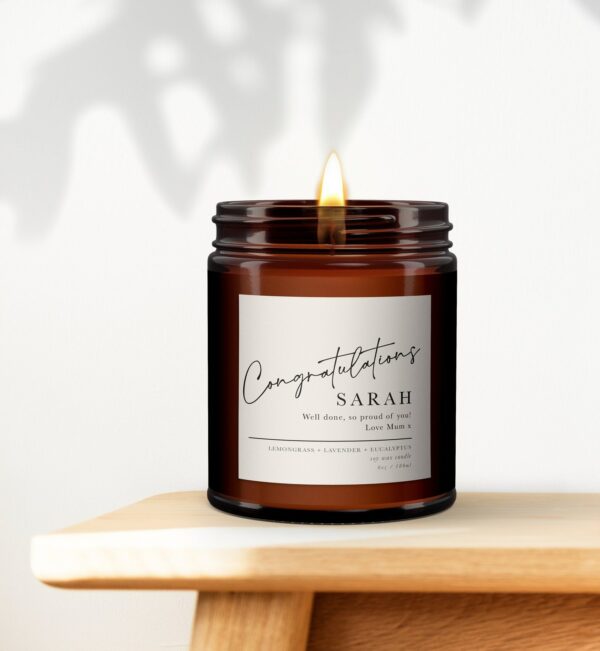 Congratulations Personalised Aromatherapy Candle Gift