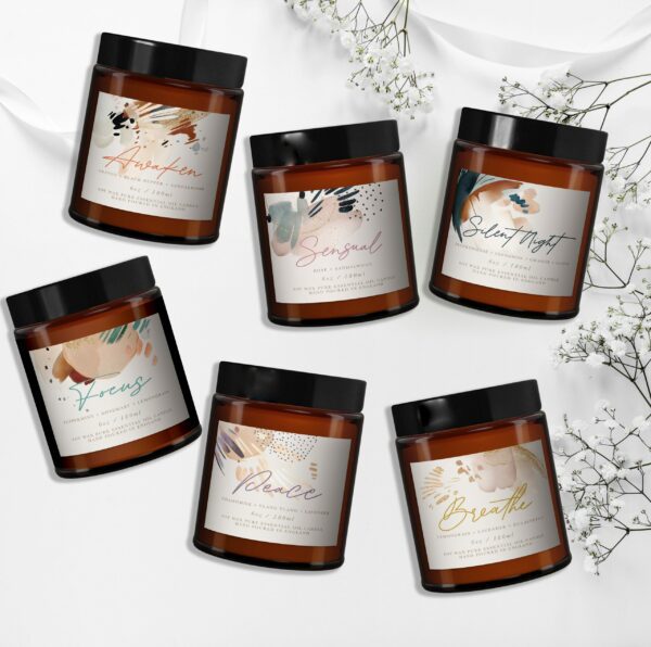 6 luxury pure essential oil candles gift set