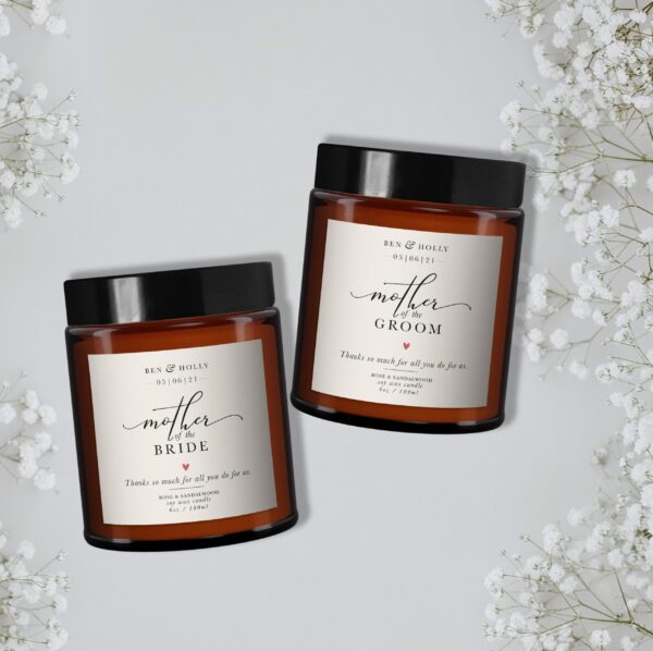 Mother of the Bride and Groom Personalised Candle Set