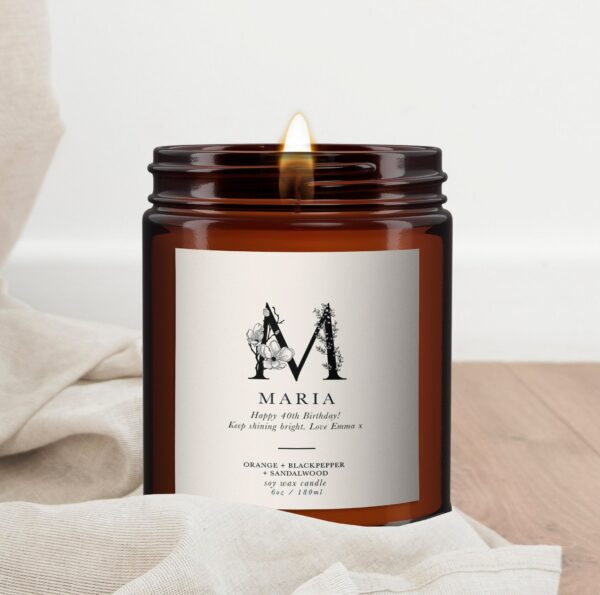 Personalised Initial Botanical Candle