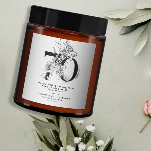70th Personalised Botanical Candle