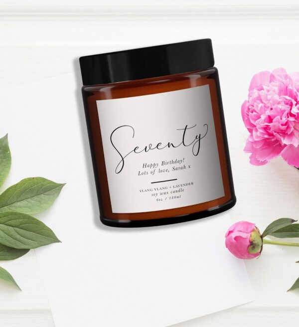 70th Personalised Botanical Candle