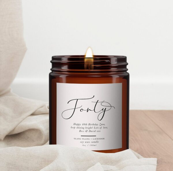40th Personalised Aromatherapy Candle gift
