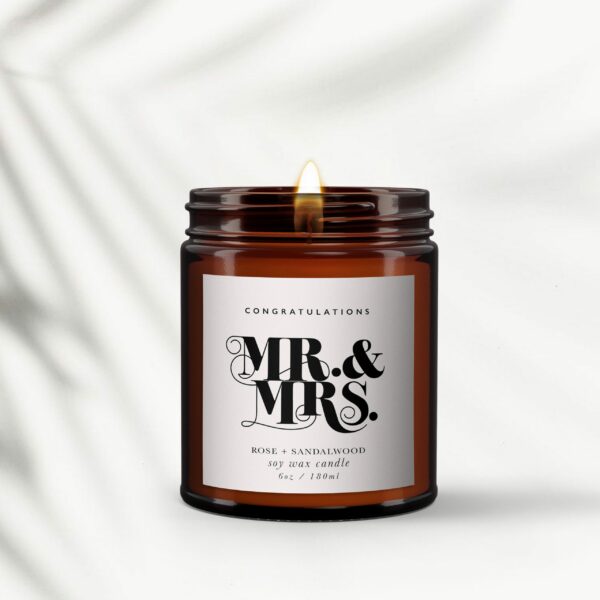 Mr & Mrs Wedding Personalised Candle Gift