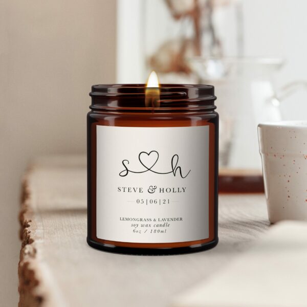 Stunning Personalised Initials and Heart Wedding Candle gift