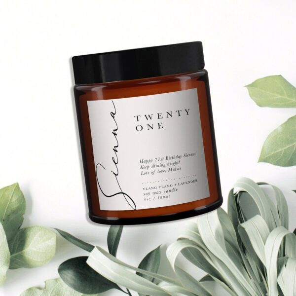 Personalised 21st Birthday Aromatherapy candle