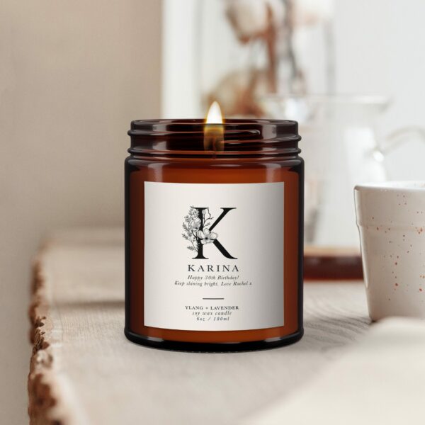 Personalised Initial Botanical Candle