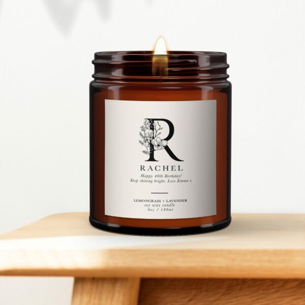 Personalised Initial Botanical Candle