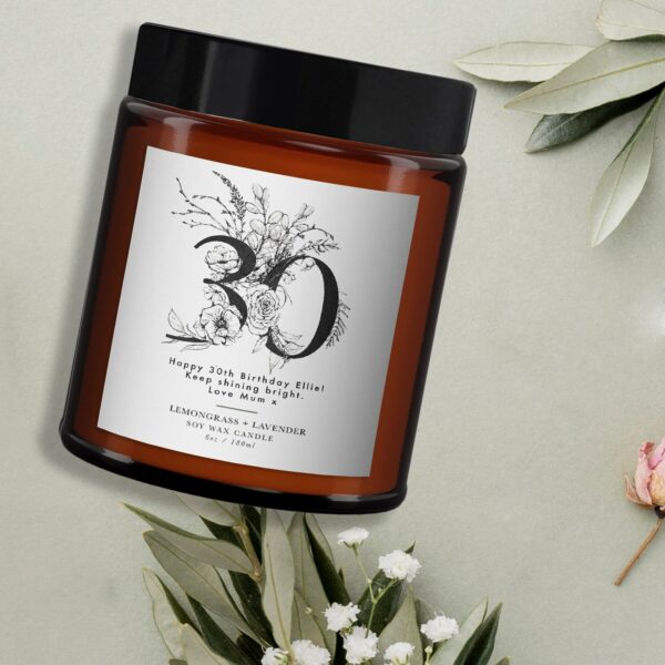 30th Personalised Botanical Candle
