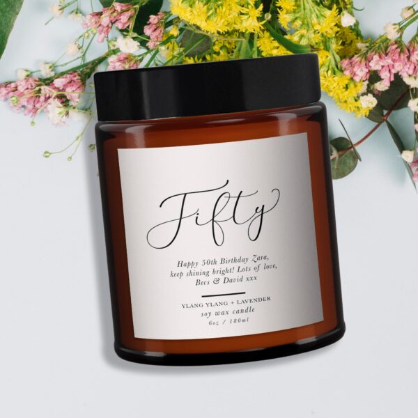 50th Personalised Botanical Candle