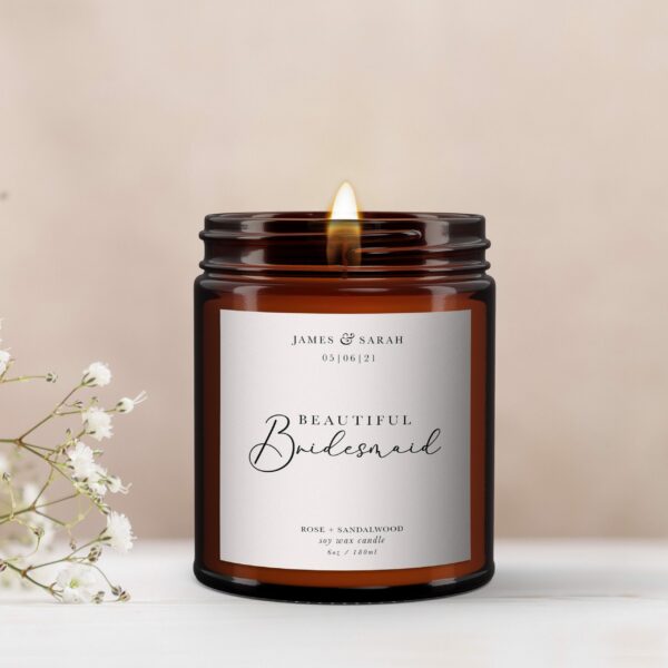 Beautiful Bridesmaid Personalised Candle