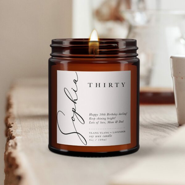 Personalised 30th Birthday Aromatherapy Candle Gift