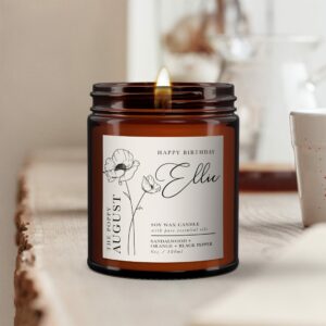 August Birth Flower Personalised Candle - Image 4