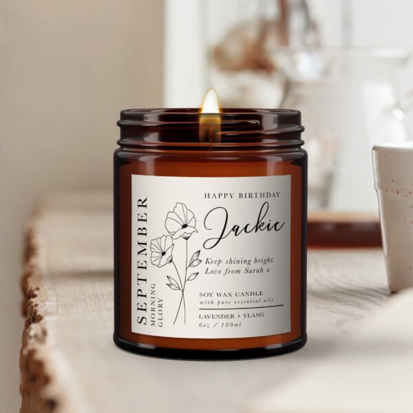September Birth Flower Personalised Candle