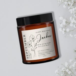 September Birth Flower Personalised Candle - Image 4