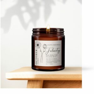 October or any month Birth Flower Personalised Candle - Image 3