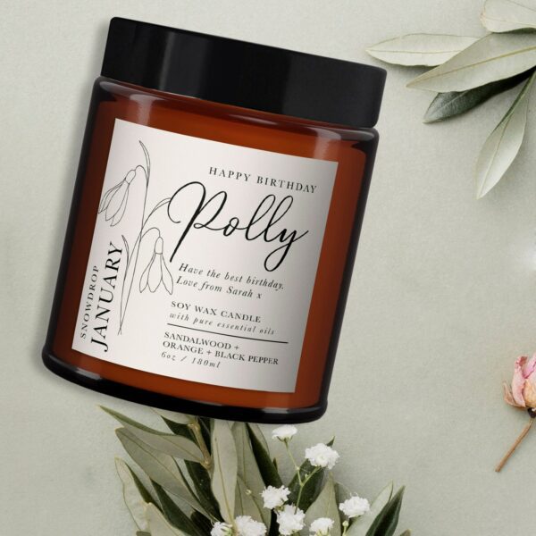 January Birth Flower Personalised Candle