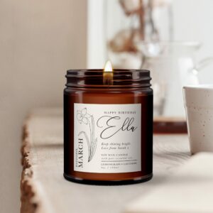 March Birth Flower Personalised Candle - Image 3