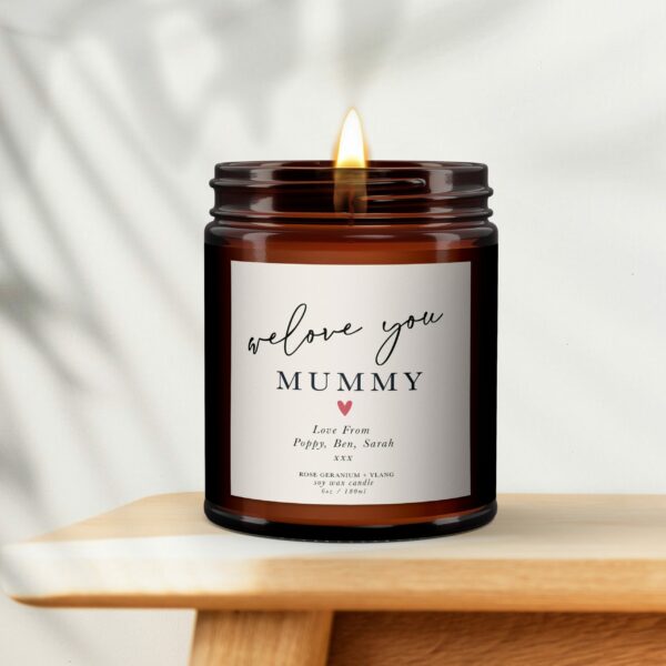 We love you Mummy Aromatherapy Personalised Candle Gift