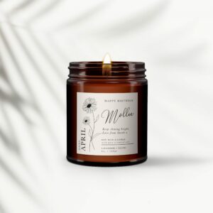 April Birth flower Personalised Candle - Image 3