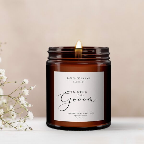 Sister of the Groom Personalised Candle